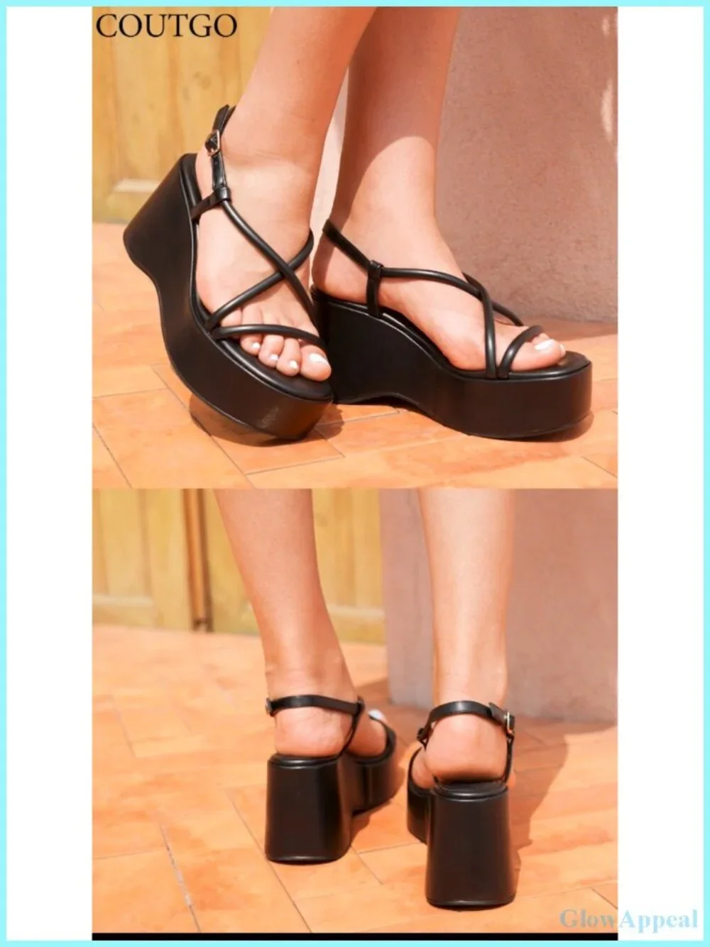 Women's Platform Wedge Slingback Sandals Open Toe Buckle Comfort Casual